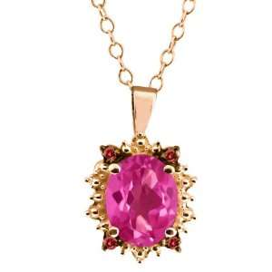 33 Ct Oval Pink Mystic Topaz and Rhodolite Garnet Gold Plated Silver 