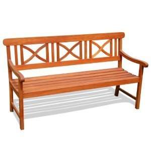    Vifah Outdoor Wood Bench X Back Design: Patio, Lawn & Garden