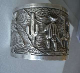 Peruvian silver bracelet cuff signed and stamped 900  
