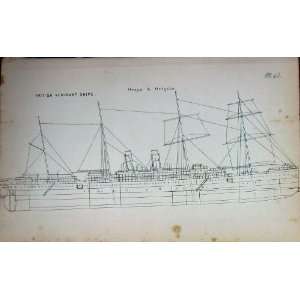  1887 Navy British Merchant Ships Oroya Orizaba Drawing 