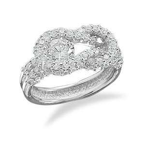 Love Knot Ring Design Rhodium Over Sterling Silver