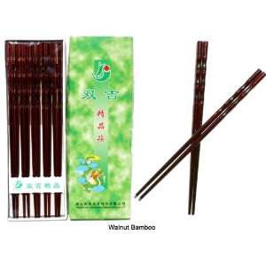 10 Pair Wooden Chopstick Sets   Walnut Bamboo Design 