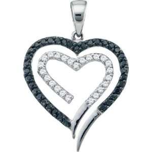   Hearts Pendant 14k White Gold Charm (1/3 Carat) Jewel Roses Jewelry