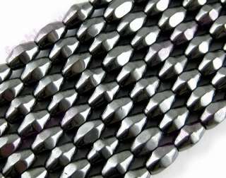 500 Pcs Black Magnetic Hematite Faceted Rice Beads 1  