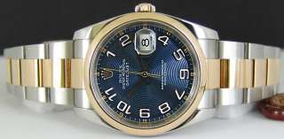 ROLEX   Mens 18kt Gold & Stainless 36mm DateJust Blue CONCENTRIC Dial 
