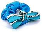 New Blue Zipper Bow Hair Scrunchie Ponytail Hair Holder