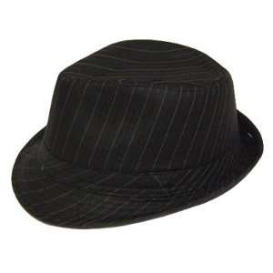   TRILBY POLYESTER BLK HAT KHAKI PINSTRIPE SM MED: Sports & Outdoors