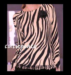 Womens Zebra Print Animal Instincts Sweater from Monroe&Main *New W 