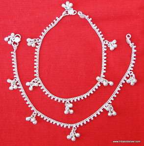 TRADITIONAL DESIGN SILVER ANKLET PAIR NOISY BELLY DANCE  