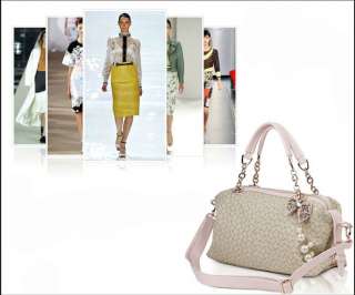 Fashion Korean Style Retro Printing Women Handbag Pearl Pendant 