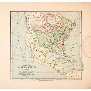   Map North America Colonization England France Spain   Original
