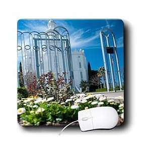   St. George, Utah LDS Temple With Fence and Flowers   Mouse Pads