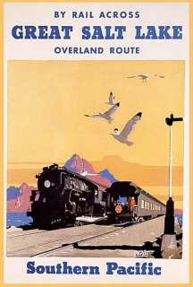 GREAT SALT LAKE CITY TRAIN SOUTHERN PACIFIC REPR POSTER  