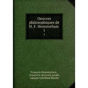   Jacobi, Johann Gottfried Herder FranÃ§ois Hemsterhuis  Books