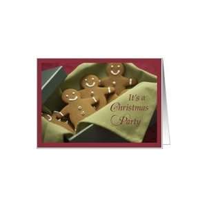  Christmas Party Invitation, Gingerbread Cookies Card 