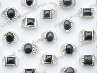 wholesale lots 25pcs costume jewelry black stone platinum p mens 