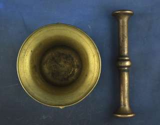 Heavy! Antique Brass Medical Apothecary Mortar & Pestle  