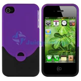 Black Purple Hybrid Back Case Cover+Privacy Film for Verizon ATT 
