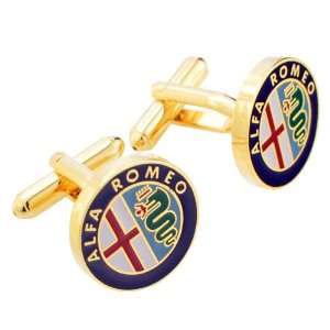  Alfa Romeo Logo Automotive Car Golden Cufflinks: Jewelry