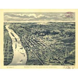  Historic Panoramic Map Birds eye view of St. Paul 