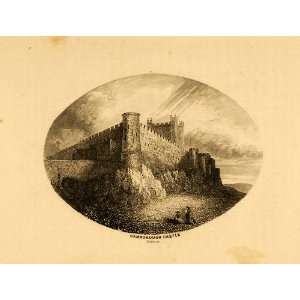  1852 Steel Engraving Bamborough Castle Northumberland 