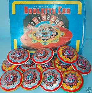 12 UFO SPACE FLYNG SAUCER w/ROULETTE TIN LITHO JAPAN  