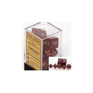Chessex Dice: Polyhedral 7 Die Opaque Dice Set   Burgunday wiith Light 