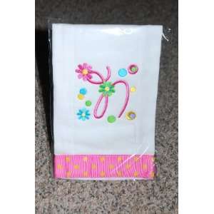   Baby Girl, Infant Flower Pink Monogrammed Burp Cloth 