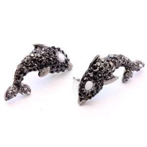 Sea World Killer Whale Crystal Stone Earrings