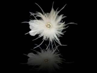 Bridal Headpiece Feather Fascinator Crystal Accent 0141  