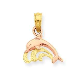  14k Two Tone Dolphin Pendant Jewelry