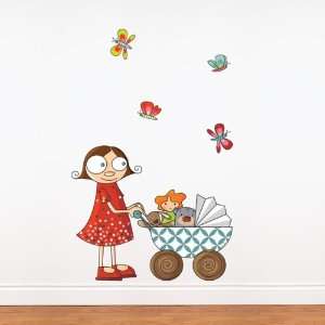  LilÕ Girl with Carriage Wall Decal Color print: Home 