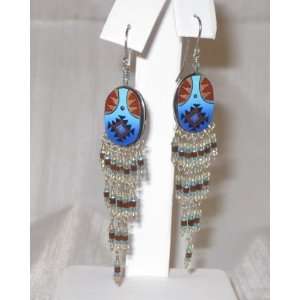  Blues Multi colored Oblong Southwestern Dangle Earrings Jewelry
