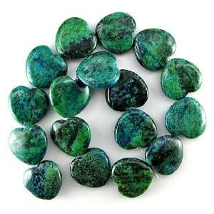    25mm blue green azurite heart beads 16 strand: Home & Kitchen