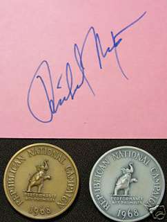 Richard Nixon Autograph Original And .999 Silver Medal  