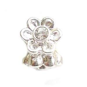    TOC BEADZ Clear Flower 9mm Crystal Slide On Off Bead Jewelry