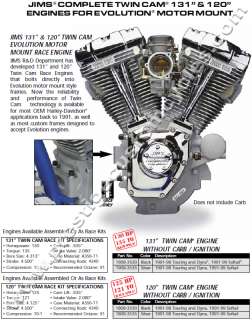 JIMS 131 CI TWIN CAM W/ EVO MOUNT ENGINE MOTOR HARLEY  