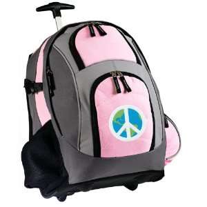  World Peace Sign Rolling Pink Backpack: Sports & Outdoors