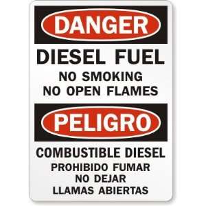 Diesel Fuel No Smoking No Open Flames (with graphic) Aluminum Sign, 10 