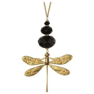    Dragonfly Pendant Necklace , jet/gold plated Dige Designs Jewelry