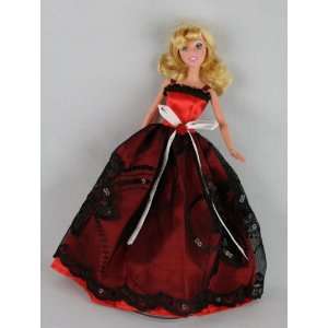  A Red and Black Ball Gown Made to Fit the Barbie Doll 