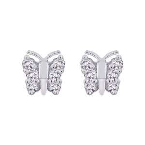   10K White Gold 1/4 ct. Diamond Butterfly Earrings Katarina Jewelry