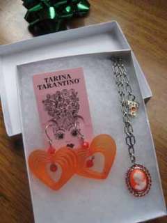 Tarina Tarantino Pop Neon Cameo Necklace + Mega Heart Earrings 