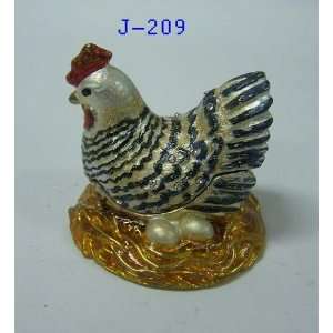  Rooster Egg Jewelry Trinket Box 2in DiaX2in H: Home 