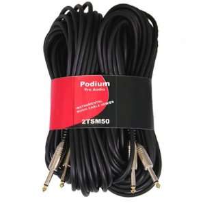  New Set of Two 50 Pro Audio Instrument Cables 1/4 Jack 