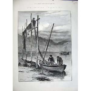 1883 Herring Fishing Boats Loch Fyne Scotland Men Nets 