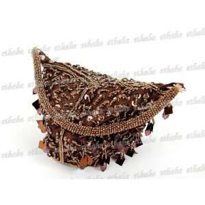  Chinese Sequin Triangle Handbag Purse Clutch Brown: Baby