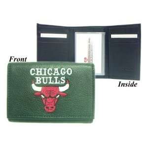 Chicago Bulls Black Embroidered Leather Tri Fold Wallet 
