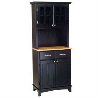 Home Styles Furniture Black Wood Buffet with Natural Wood Top and 2 