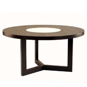   60 Round Dining Table W/Crackled Glass Lazy Susan: Furniture & Decor